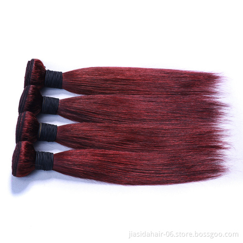 Straight 99J Wine Red Burgundy Weave Raw Mink Brazilian Bundles Cuticle Aligned Virgin Human Hair Extension
